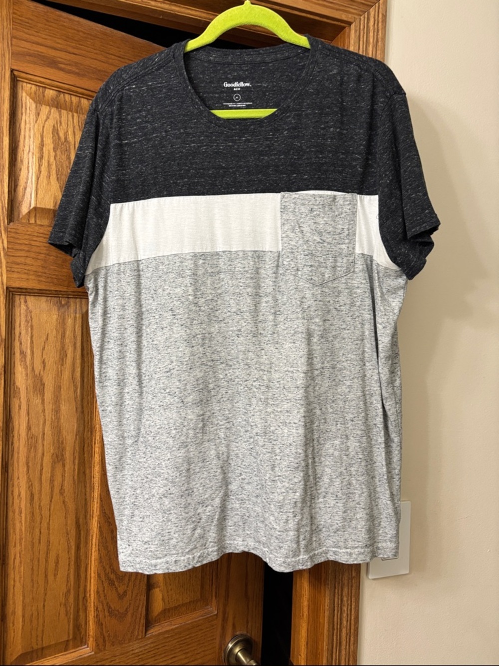 Goodfellow & Co Men’s Colorblock Crewneck T-Shirt - Black, White & Light Gray